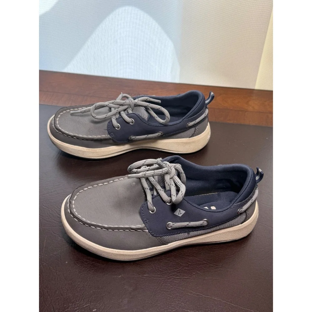 Sperry Top-Sider Kids Grey Navy Boat Shoes Loafers STK265251 Size 13M